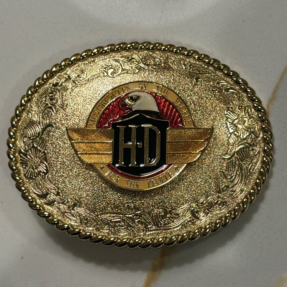 Vintage Harley-Davidson Gold Belt Buckle Raintree 1978